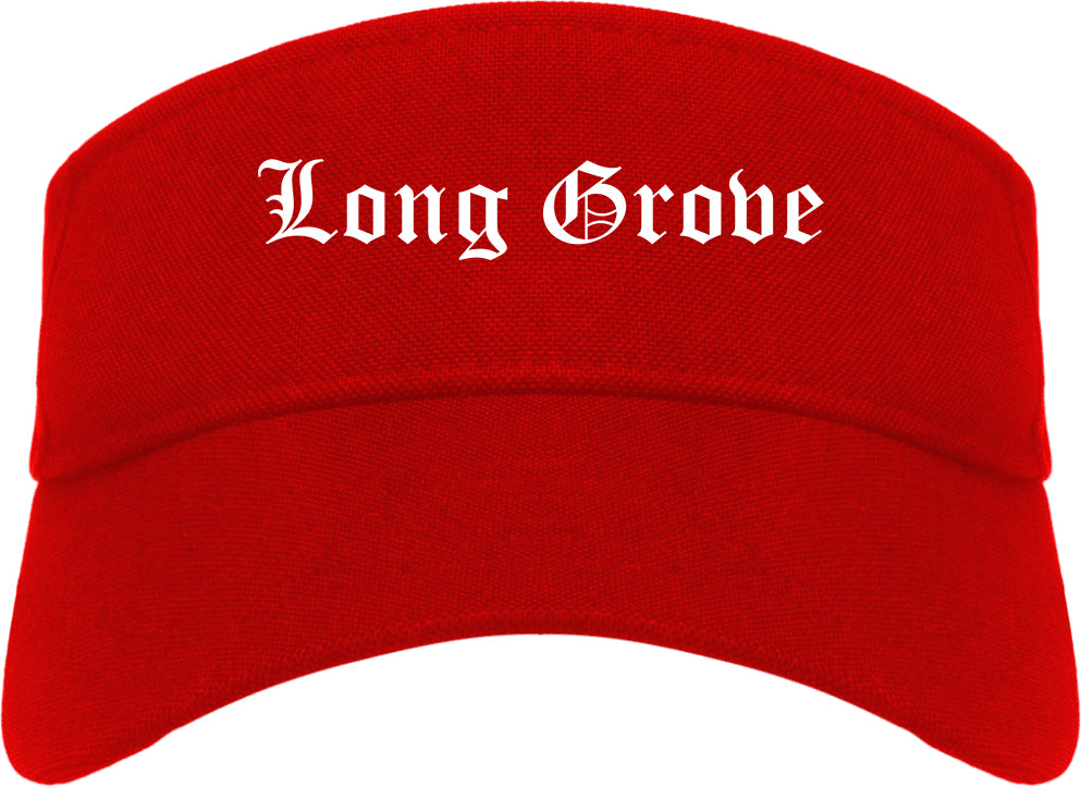 Long Grove Illinois IL Old English Mens Visor Cap Hat Red