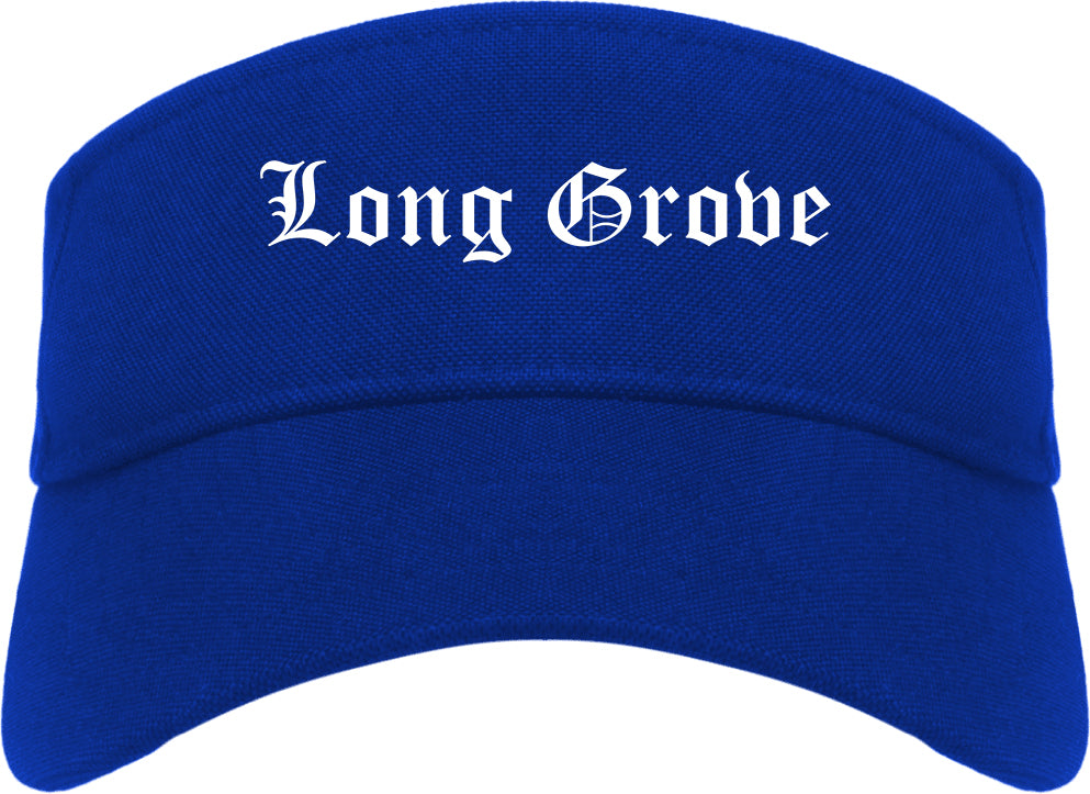 Long Grove Illinois IL Old English Mens Visor Cap Hat Royal Blue