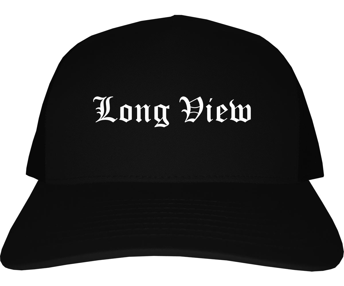 Long View North Carolina NC Old English Mens Trucker Hat Cap Black