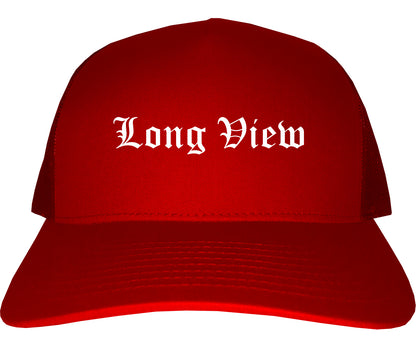 Long View North Carolina NC Old English Mens Trucker Hat Cap Red