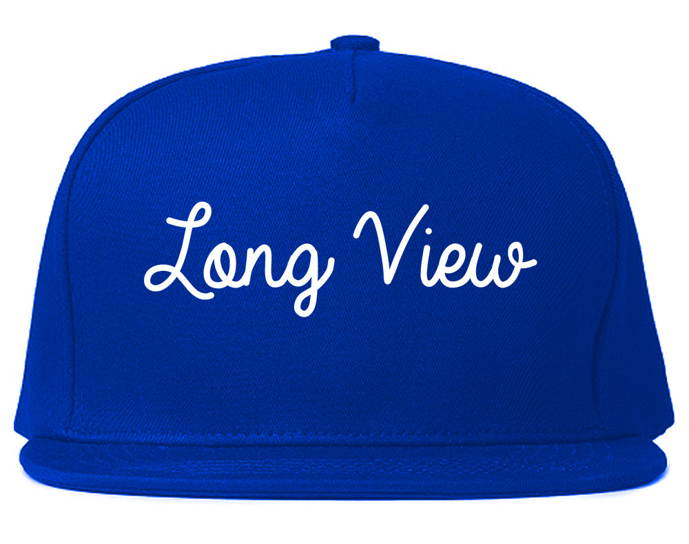 Long View North Carolina NC Script Mens Snapback Hat Royal Blue