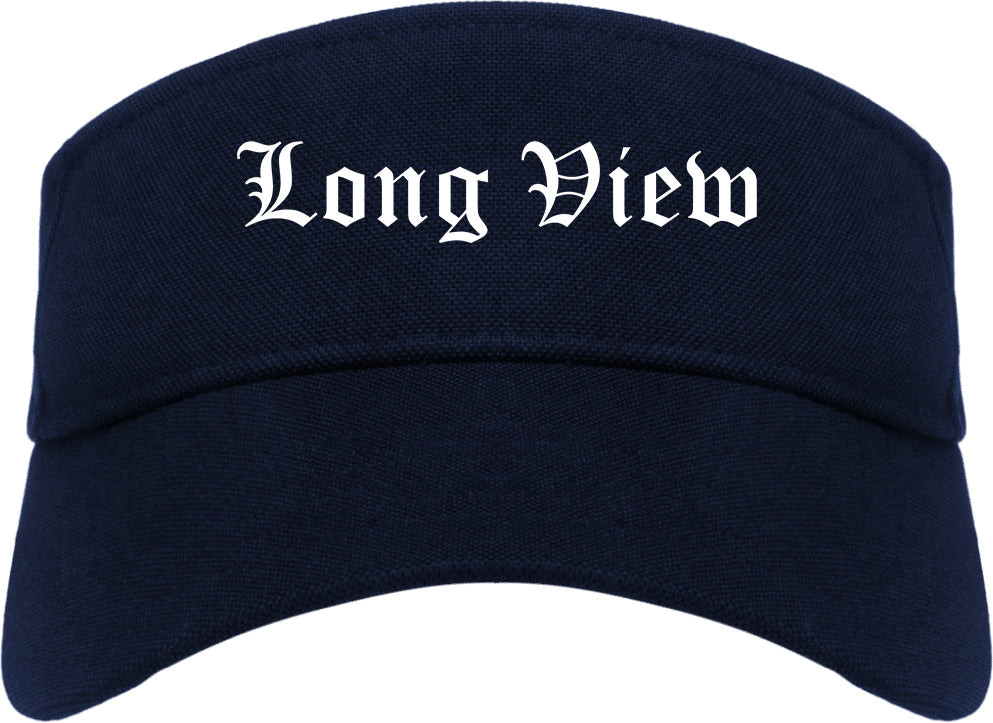 Long View North Carolina NC Old English Mens Visor Cap Hat Navy Blue