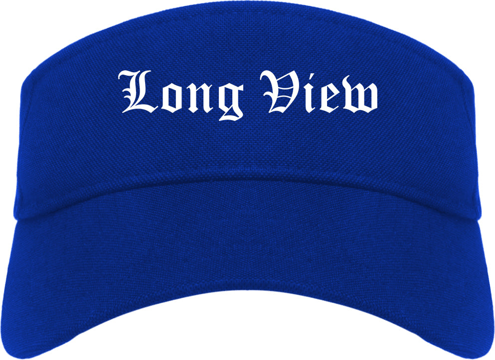 Long View North Carolina NC Old English Mens Visor Cap Hat Royal Blue
