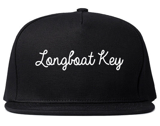 Longboat Key Florida FL Script Mens Snapback Hat Black