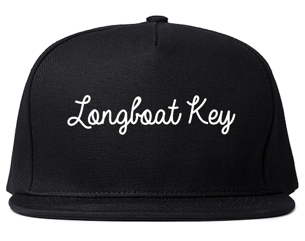 Longboat Key Florida FL Script Mens Snapback Hat Black