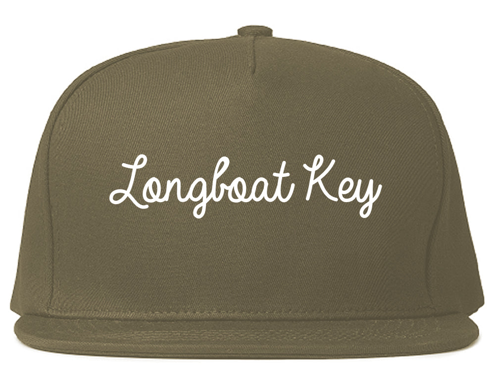Longboat Key Florida FL Script Mens Snapback Hat Grey