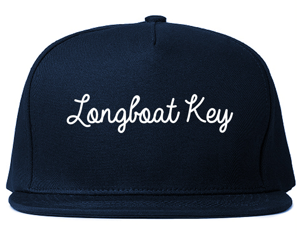 Longboat Key Florida FL Script Mens Snapback Hat Navy Blue