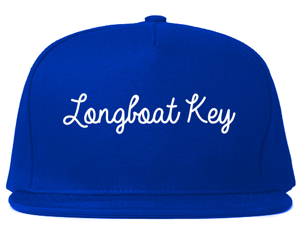 Longboat Key Florida FL Script Mens Snapback Hat Royal Blue