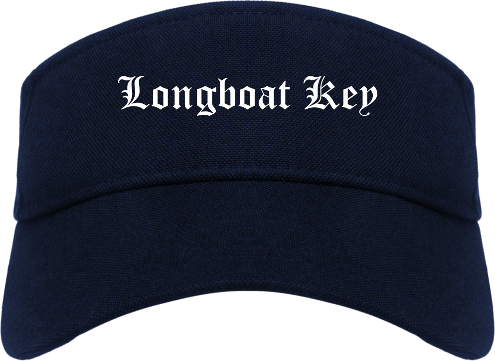 Longboat Key Florida FL Old English Mens Visor Cap Hat Navy Blue