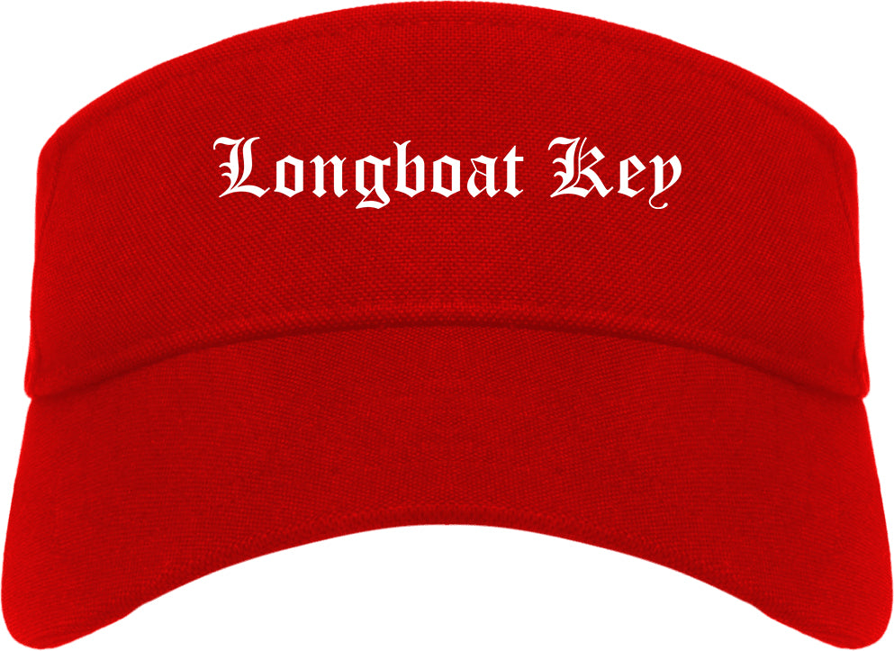Longboat Key Florida FL Old English Mens Visor Cap Hat Red