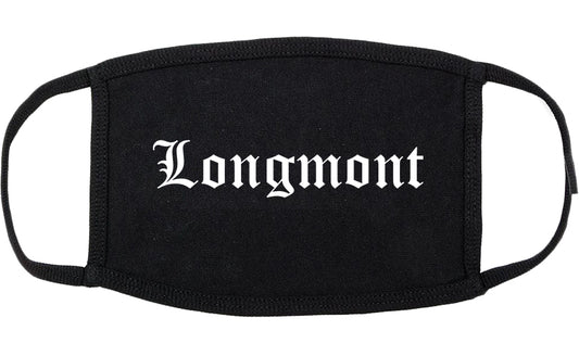 Longmont Colorado CO Old English Cotton Face Mask Black