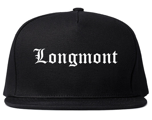 Longmont Colorado CO Old English Mens Snapback Hat Black