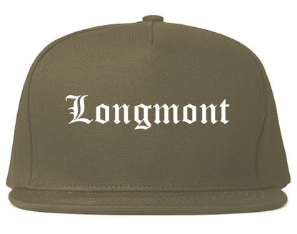 Longmont Colorado CO Old English Mens Snapback Hat Grey