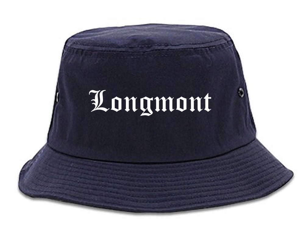 Longmont Colorado CO Old English Mens Bucket Hat Navy Blue