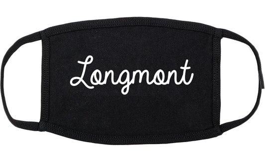 Longmont Colorado CO Script Cotton Face Mask Black