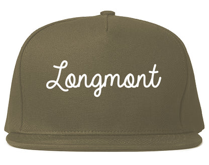 Longmont Colorado CO Script Mens Snapback Hat Grey