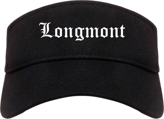 Longmont Colorado CO Old English Mens Visor Cap Hat Black