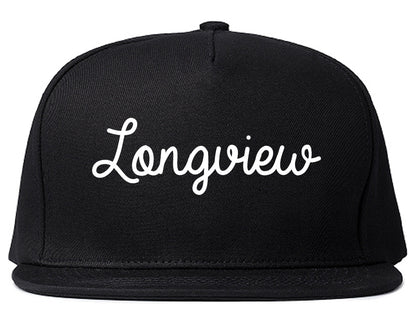 Longview Texas TX Script Mens Snapback Hat Black