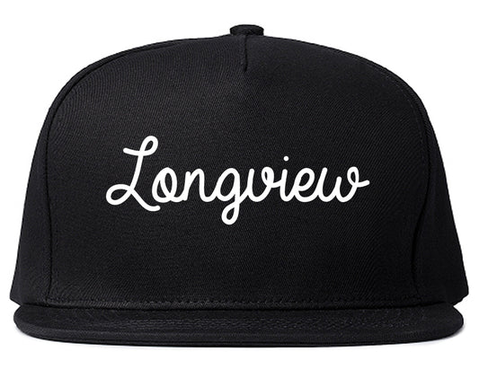 Longview Texas TX Script Mens Snapback Hat Black