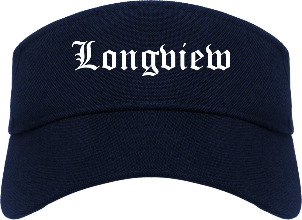 Longview Texas TX Old English Mens Visor Cap Hat Navy Blue