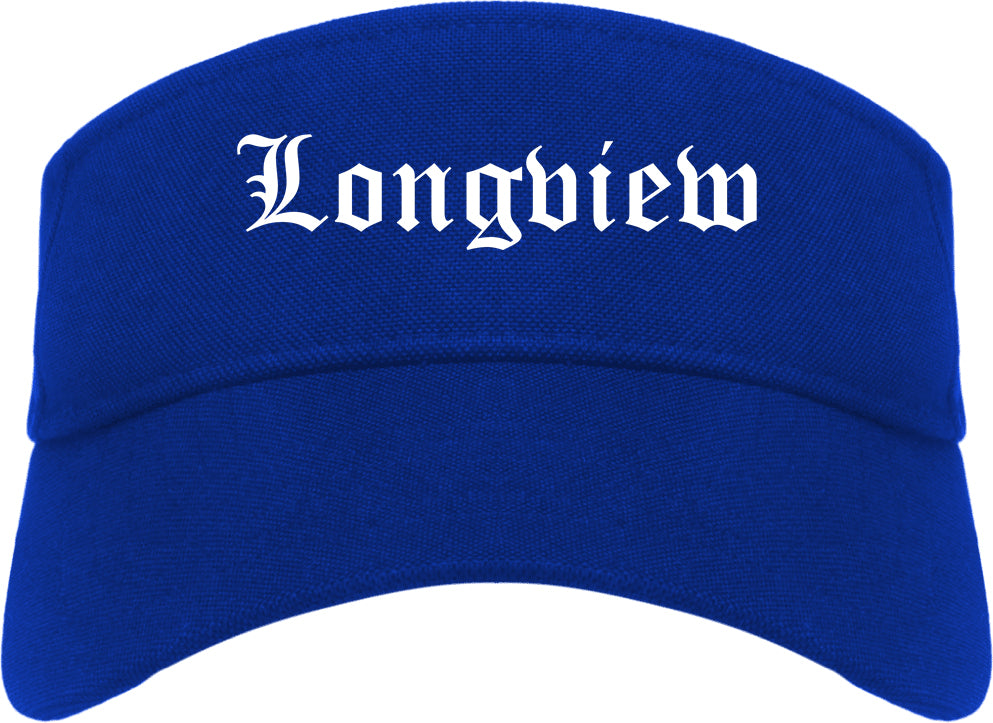 Longview Texas TX Old English Mens Visor Cap Hat Royal Blue