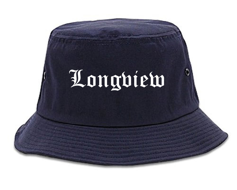 Longview Washington WA Old English Mens Bucket Hat Navy Blue