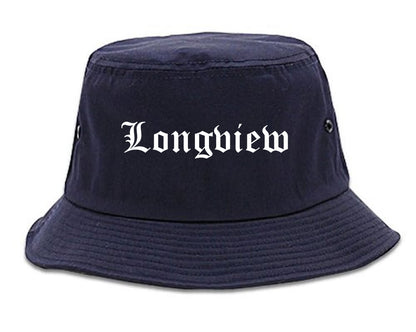 Longview Washington WA Old English Mens Bucket Hat Navy Blue