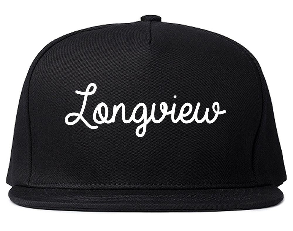 Longview Washington WA Script Mens Snapback Hat Black
