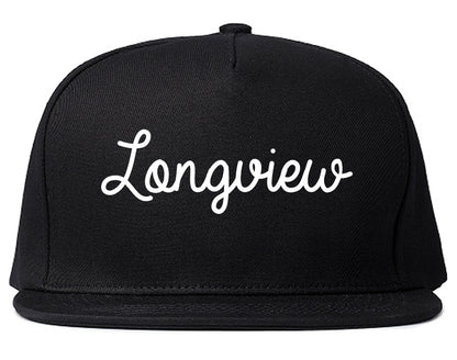 Longview Washington WA Script Mens Snapback Hat Black
