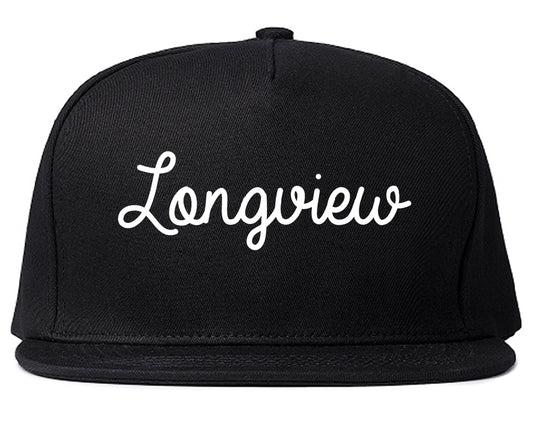 Longview Washington WA Script Mens Snapback Hat Black