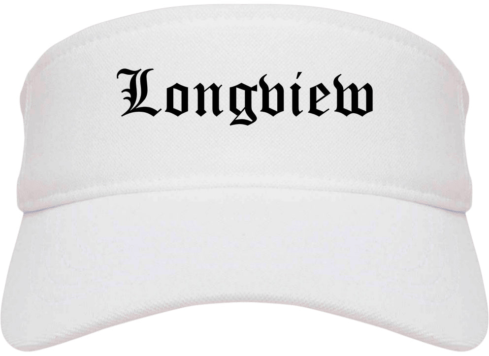 Longview Washington WA Old English Mens Visor Cap Hat White