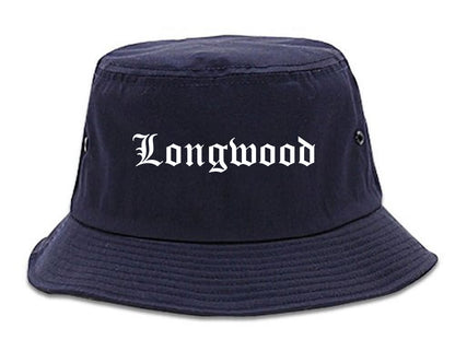 Longwood Florida FL Old English Mens Bucket Hat Navy Blue