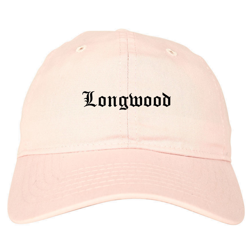 Longwood Florida FL Old English Mens Dad Hat Baseball Cap Pink