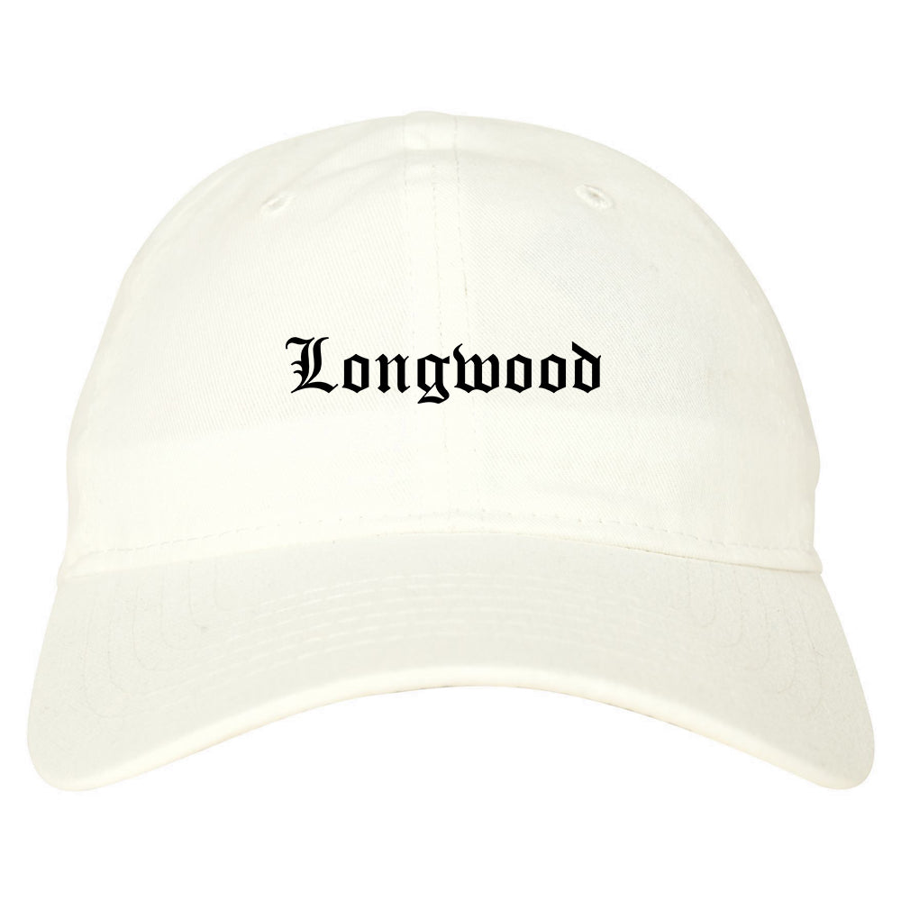 Longwood Florida FL Old English Mens Dad Hat Baseball Cap White