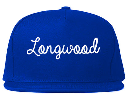 Longwood Florida FL Script Mens Snapback Hat Royal Blue