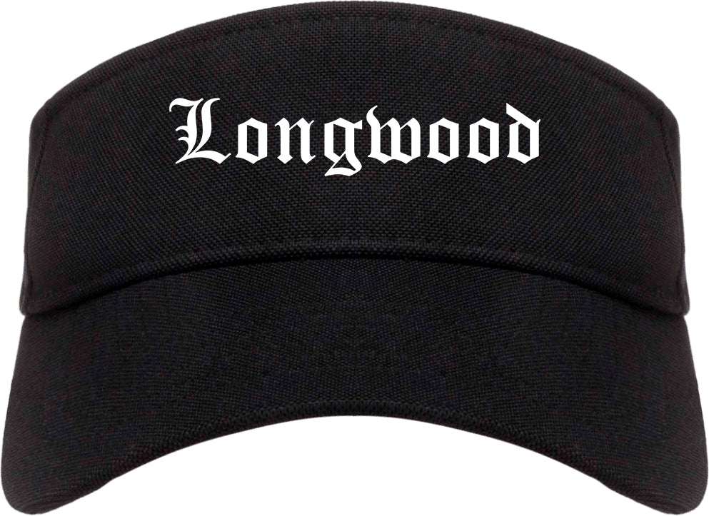 Longwood Florida FL Old English Mens Visor Cap Hat Black