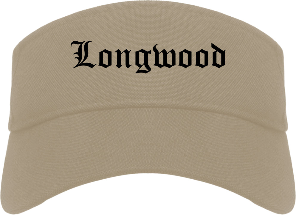 Longwood Florida FL Old English Mens Visor Cap Hat Khaki