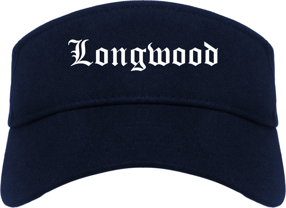 Longwood Florida FL Old English Mens Visor Cap Hat Navy Blue