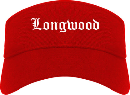 Longwood Florida FL Old English Mens Visor Cap Hat Red