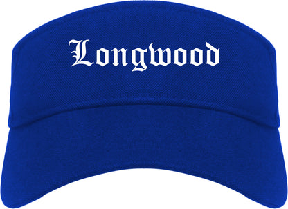 Longwood Florida FL Old English Mens Visor Cap Hat Royal Blue