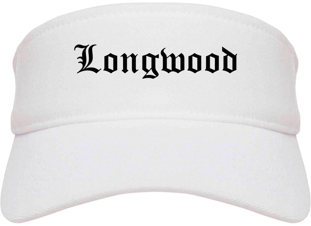 Longwood Florida FL Old English Mens Visor Cap Hat White