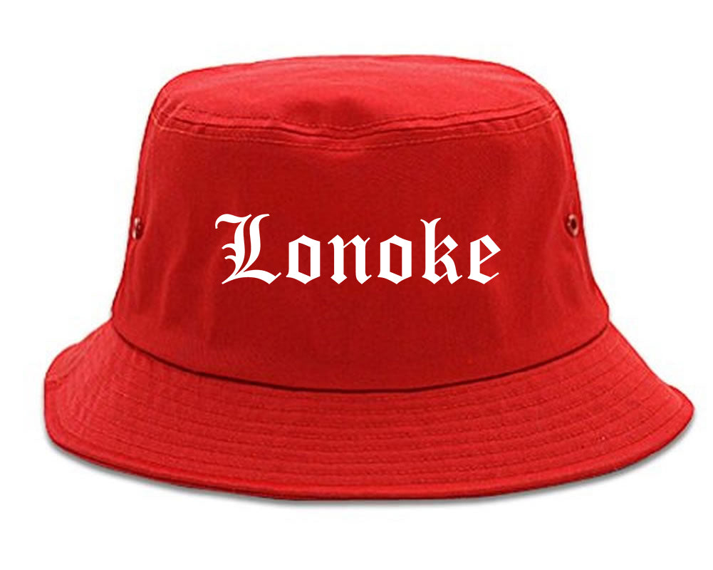 Lonoke Arkansas AR Old English Mens Bucket Hat Red