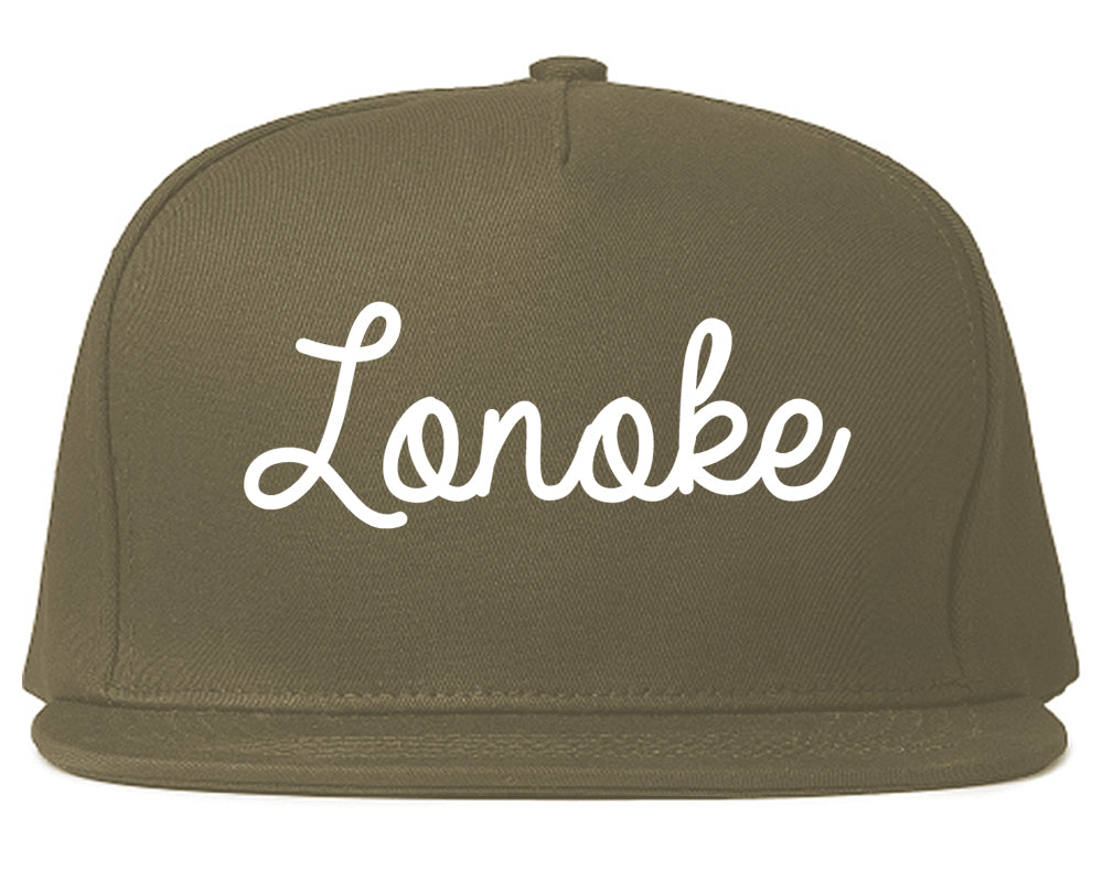 Lonoke Arkansas AR Script Mens Snapback Hat Grey