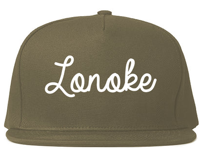 Lonoke Arkansas AR Script Mens Snapback Hat Grey