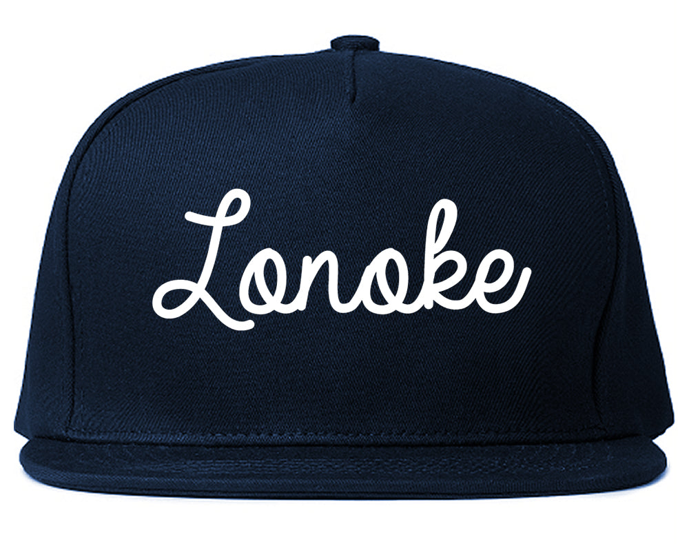 Lonoke Arkansas AR Script Mens Snapback Hat Navy Blue