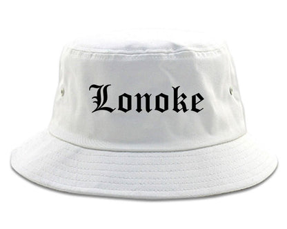 Lonoke Arkansas AR Old English Mens Bucket Hat White