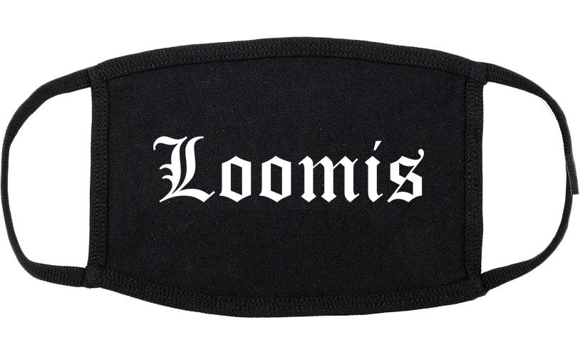 Loomis California CA Old English Cotton Face Mask Black