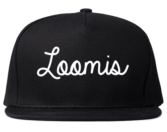 Loomis California CA Script Mens Snapback Hat Black