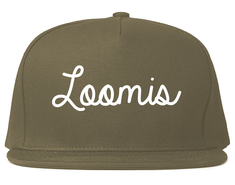 Loomis California CA Script Mens Snapback Hat Grey