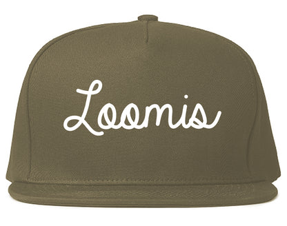 Loomis California CA Script Mens Snapback Hat Grey